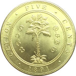 Золотая монета 5 центов (5 Cents) Цейлон