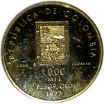 Золотая монета 1000 Песо (1000 Pesos) Колумбия