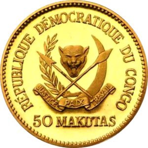 Золотая монета 50 Макут (50 Makutas) Конго