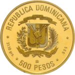 Золота монета 500 Песо (500 Pesos) Домінікана