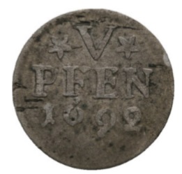 Серебряная монета 5 Пфеннигов (5 Pfennig) Германия