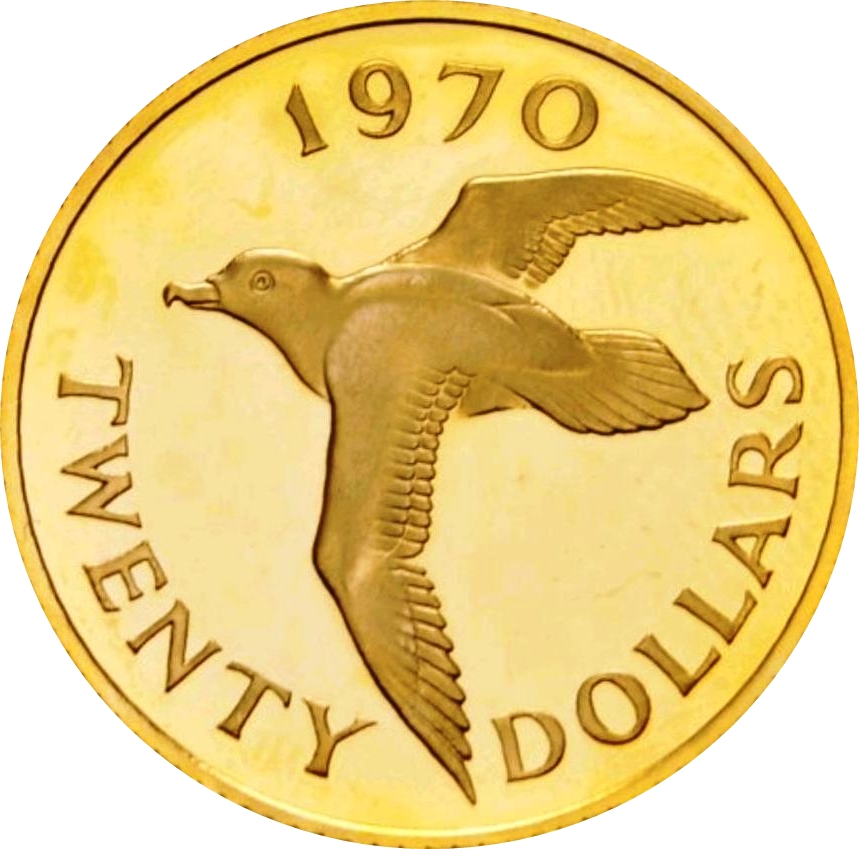 Золотая монета 20 долларов Бермудских островов