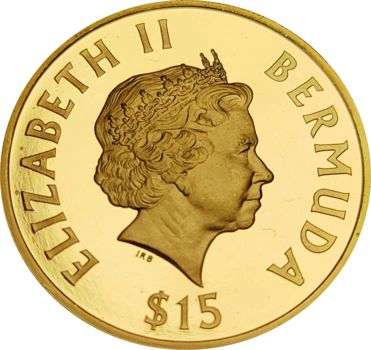 Золотая монета 15 долларов Бермудских островов