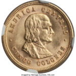 Золота монета 5 Колонів (5 Colones) Коста-Ріка