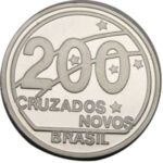 Серебряная монета 200 крузейро (200 Cruzados) Бразилия