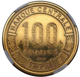 Золотая монета 100 Франков (100 Francs) ЦАР