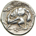 Серебряная монета Дидрахма Древней Греции