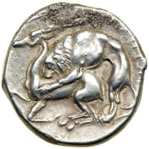 Серебряная монета Дидрахма Древней Греции