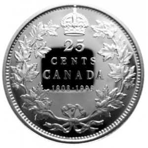 Серебряная монета 25 Центов Канады