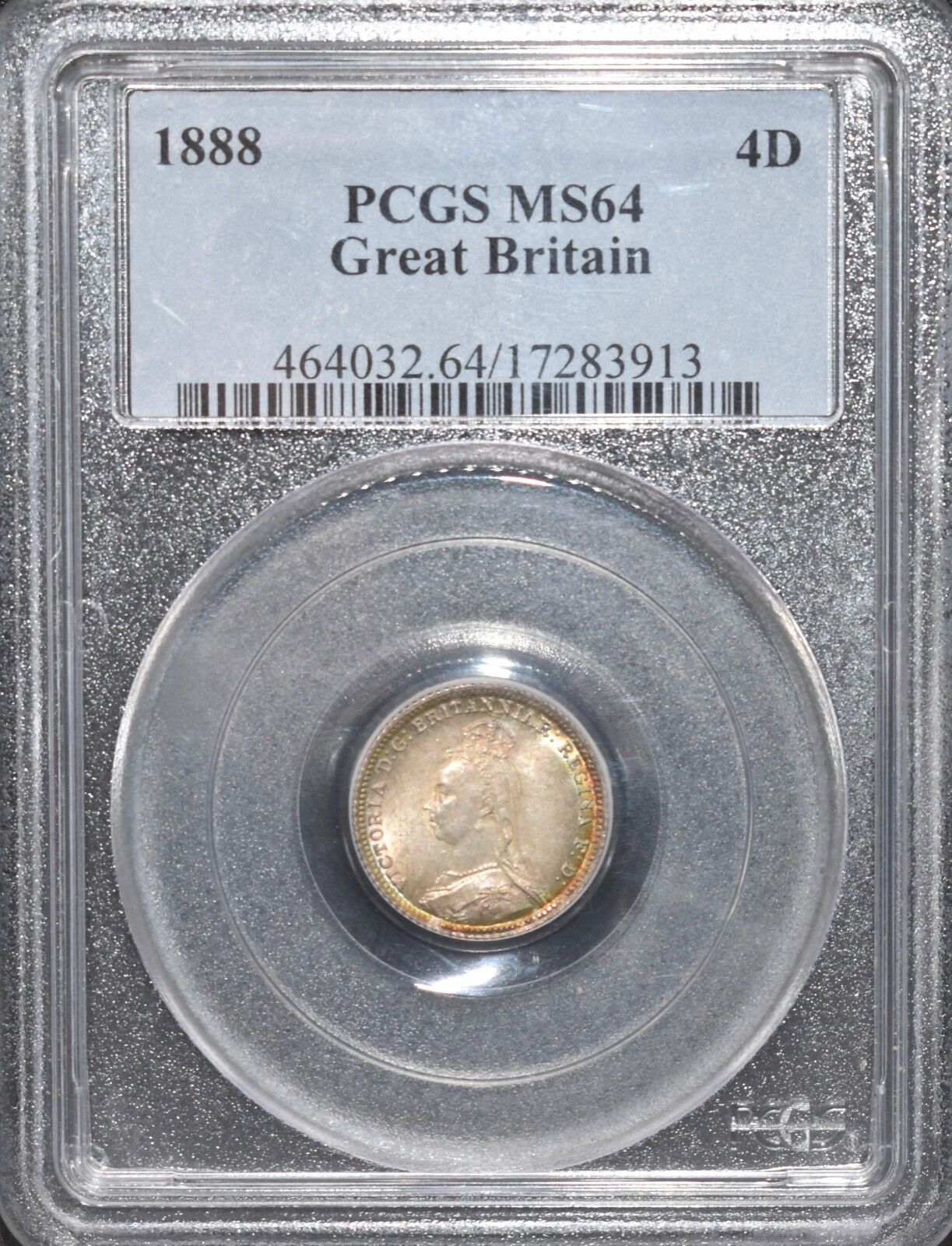 Серебряная монета 4 Пенса (4 Pence) Великобритании в слабе