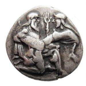 Серебряная монета Статер Древней Греции