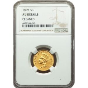 Золотая монета 3 Доллара США в слабе