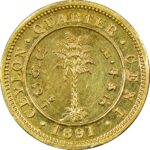 Золота монета ¼ цента (¼ Cent) Цейлон