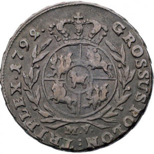 Медная монета Трояк (3 Гроша) Средневековой Европы