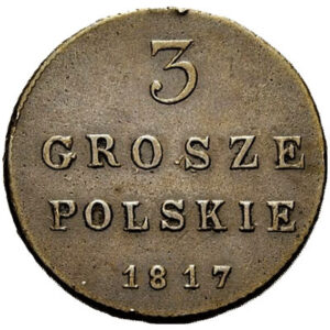 Медная монета 3 гроша Александра 1 (для Польши)