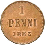 Мідна монета 1 пенні Олександра 3 (для Фінляндії)